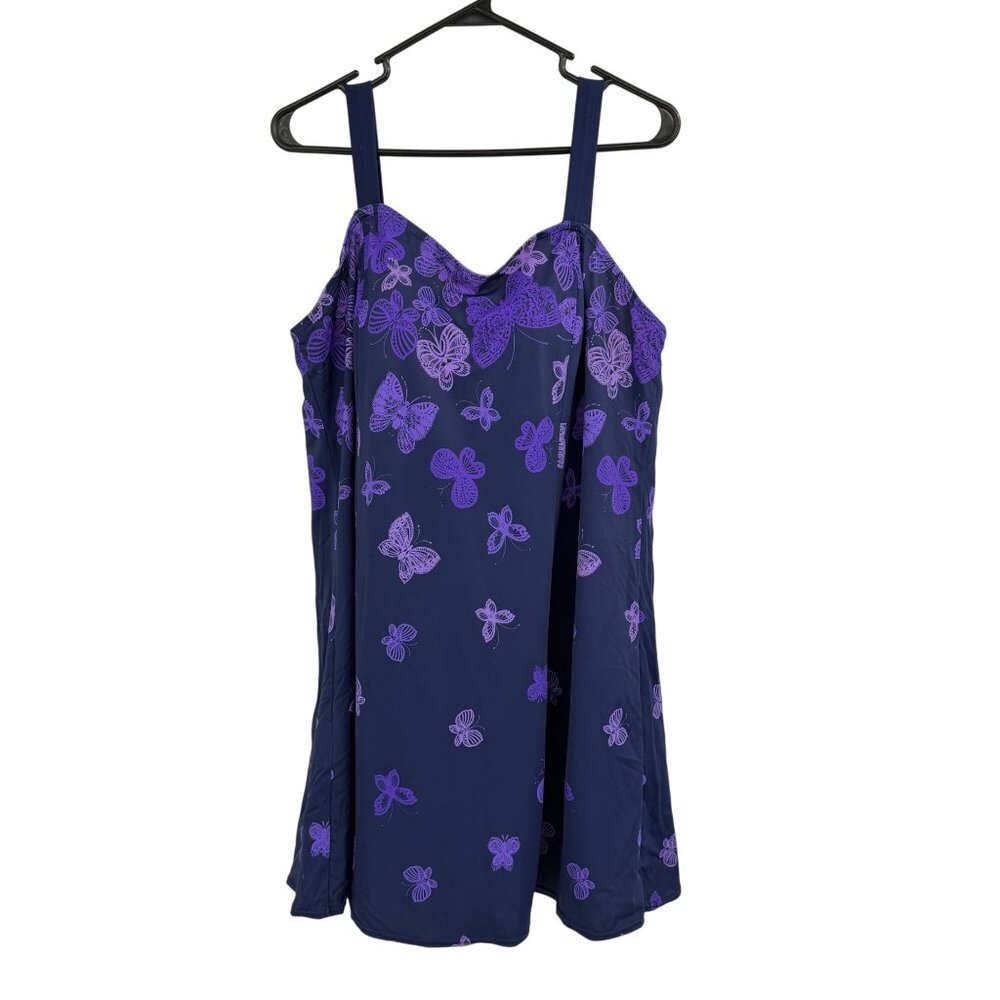 Swimsuits for All butterfly swim dress size 24 purple cruise beach plus size